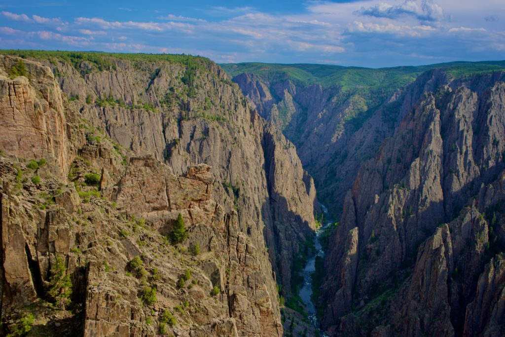 Steep cliffs with a gorge and river