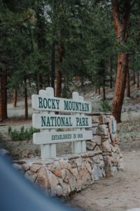 Rocky Mountain National Park entrance sign